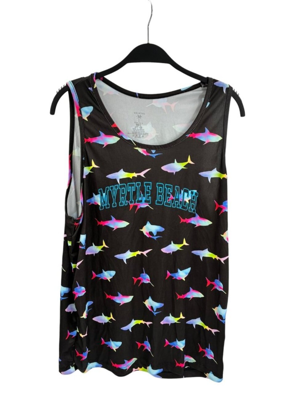 Coastal Swell Mens Large Myrtle Beach Shark Print Sleeveless Activewear Tank